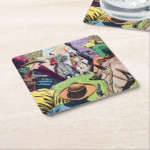 Old West stripverhaal scene Kartonnen Onderzetters (Schuin)