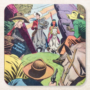  Old West stripverhaal scene Kartonnen Onderzetters
