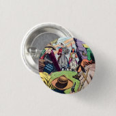 Old West stripverhaal scene Ronde Button 3,2 Cm (Voorkant /achterkant)