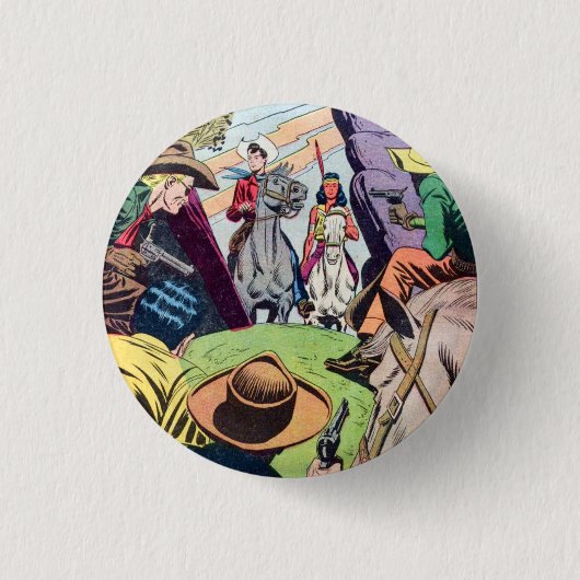 Old West stripverhaal scene Ronde Button 3,2 Cm (Voorkant)