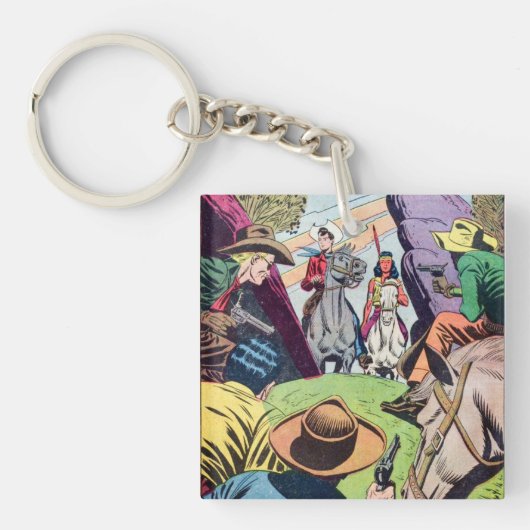 Old West stripverhaal scene Sleutelhanger (voorkant)