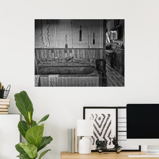 Old West Victoriaans Barber Shop Bath Poster (Thuiskantoor)