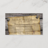 Old West Wanted poster ~ Carpenter, plumber, enz. Visitekaartje (Achterkant)