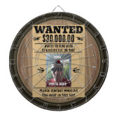 Old West Wanted Poster Gepersonaliseerde FOTO en T Dartbord (Voorkant)