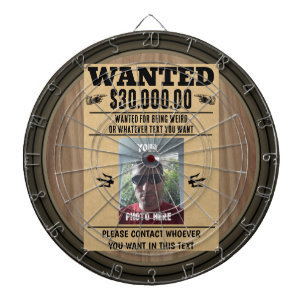 Old West Wanted Poster Gepersonaliseerde FOTO en T Dartbord