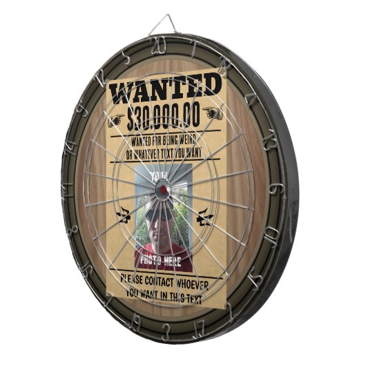 Old West Wanted Poster Gepersonaliseerde FOTO en T Dartbord (Voorkant Rechts)