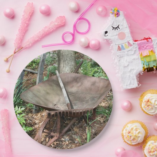 Old Wheelbarrow Flower Garden Thema Party Papieren Bordje (Feest)