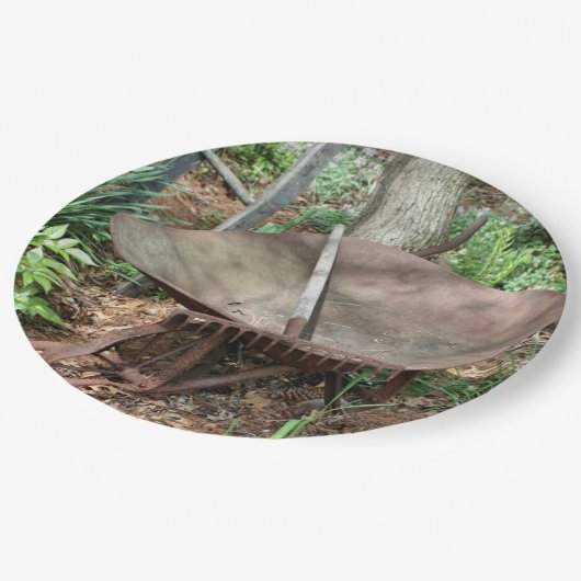 Old Wheelbarrow Flower Garden Thema Party Papieren Bordje (Gekanteld)