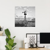 Old Windmill Boerderij Ranch Landscape Photography Poster (Thuiskantoor)