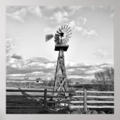 Old Windmill Boerderij Ranch Landscape Photography Poster (Voorkant)