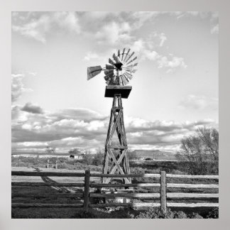 Old Windmill Boerderij Ranch Landscape Photography Poster