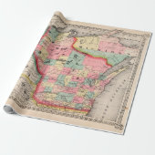 Old Wisconsin Map (1865)  Cadeaupapier (Uitgerold)
