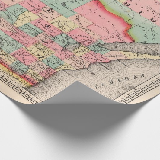 Old Wisconsin Map (1865)  Cadeaupapier (Hoek)