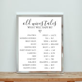 Old Wives Tales Baby shower Spelbord Poster