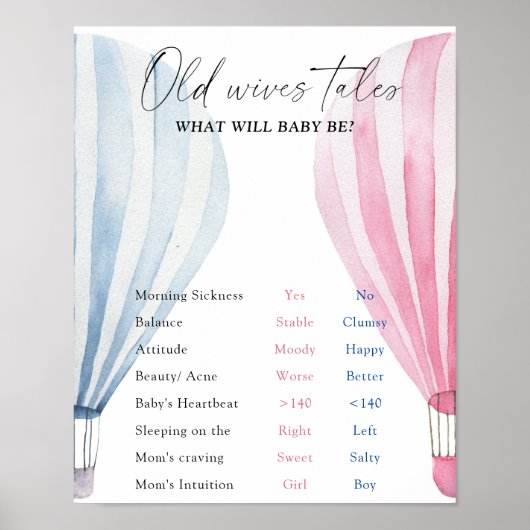 Old Wives Tales Geslacht onthullingsbord Poster (Voorkant)