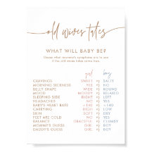 Old Wives Tales Kaart | Boho Gender Reveal spel