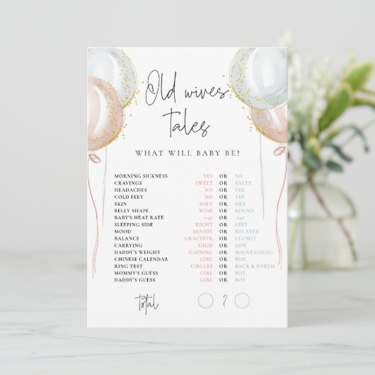 Old Wives Tales Roze & Blauw Geslacht Onthulling k Kaart (Staand voorkant)