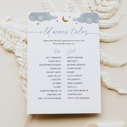 Old Wives Twinkle Star Baby shower Game Invi Kaart