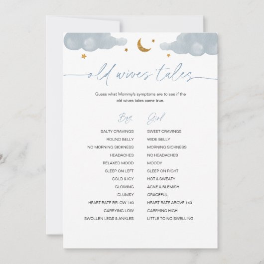 Old Wives Twinkle Star Baby shower Game Invi Kaart (Voorkant)