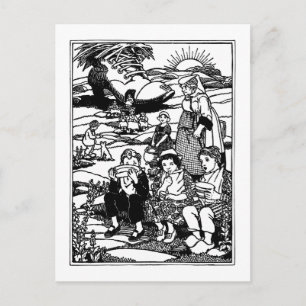 Old Woman and Shoe House Nursery Rhyme Briefkaart