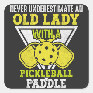 Old Woman Love Pickleball Sport, Funny Pickleball Vierkante Sticker
