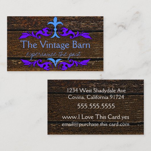 Old Wood and Blue Florish Visitekaartje (Voorkant / Achterkant)