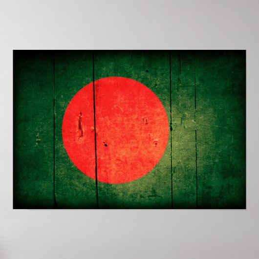Old Wood Bangladesh Flag Poster (Voorkant)