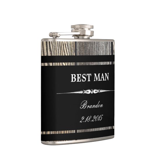 Old Wood Black BEST MAN Trouwfles Heupfles (Rechts)