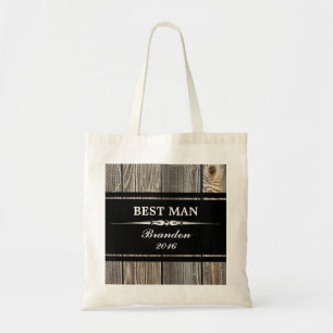 Old Wood Black BEST MAN Wedding Canvas tas