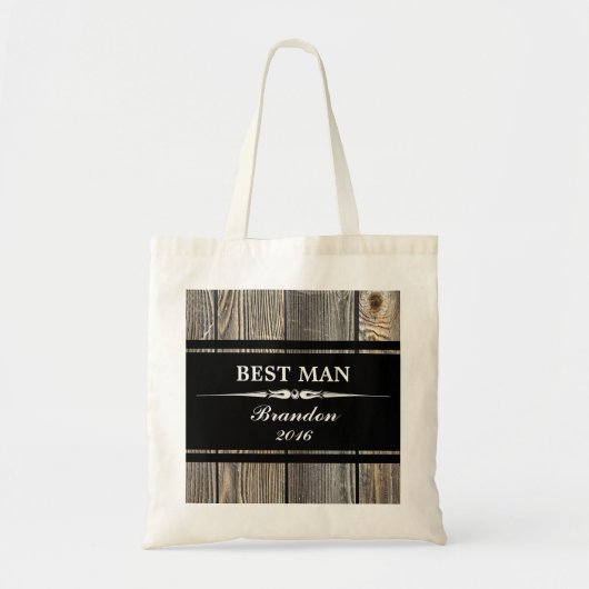 Old Wood Black BEST MAN Wedding Canvas tas (Voorkant)