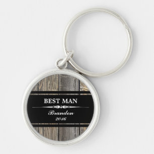 Old Wood Black BEST MAN Wedding Sleutelhanger