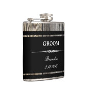 Old Wood Black GROOM Wedding Flask Heupfles (Rechts)