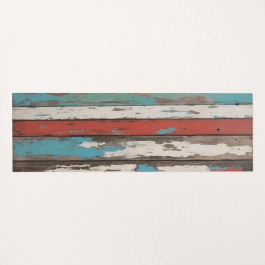 Old Wood Blue And Yellow Painted Distressed Planks Yogamat (Achterkant (horizontaal))