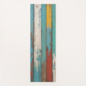 Old Wood Blue And Yellow Painted Distressed Planks Yogamat (Voorkant)