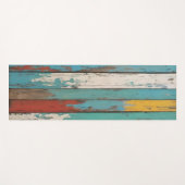 Old Wood Blue And Yellow Painted Distressed Planks Yogamat (Voorkant (horizontaal))