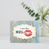 Old Wood Country Chic Swirly Vine Ik ben zijn Mrs. Briefkaart (Staand voorkant)