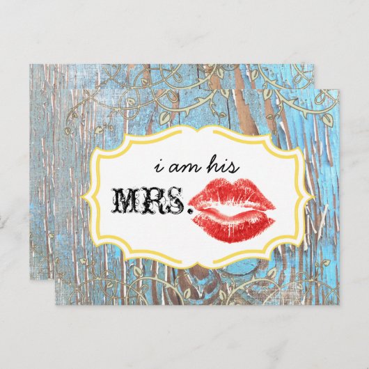 Old Wood Country Chic Swirly Vine Ik ben zijn Mrs. Briefkaart (Voorkant / Achterkant)
