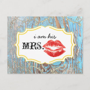 Old Wood Country Chic Swirly Vine Ik ben zijn Mrs. Briefkaart