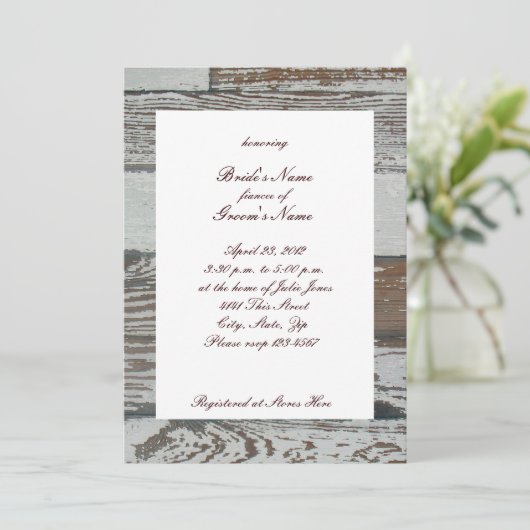 Old Wood Daisy Bridal Shower Invitation Kaart (Staand voorkant)