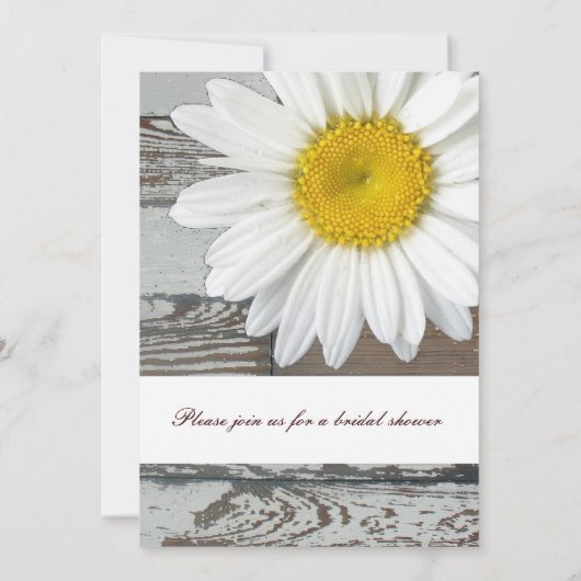 Old Wood Daisy Bridal Shower Invitation Kaart (Achterkant)