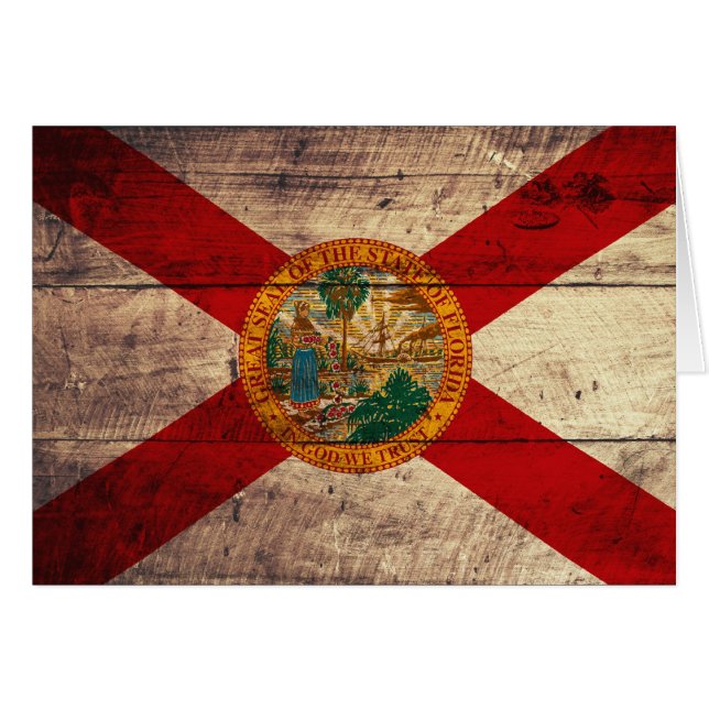 Old Wood Florida Flag; (Voorkant Horizontaal)