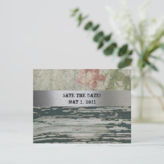 Old Wood Frans Save the Date Aankondigingskaart (Staand voorkant)