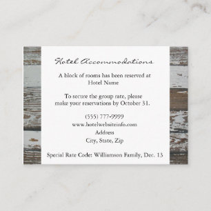 Old Wood Hotel Accommodatie Enclosure-kaarten Informatiekaartje