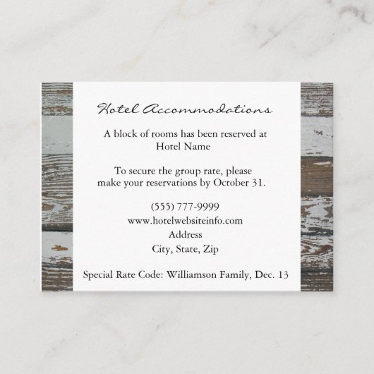 Old Wood Hotel Accommodatie Enclosure-kaarten Informatiekaartje (Voorkant)