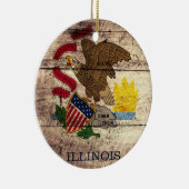 Old Wood Illinois Flag Keramisch Ornament (Rechts)