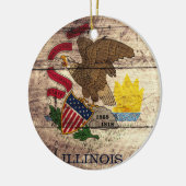 Old Wood Illinois Flag Keramisch Ornament (Links)