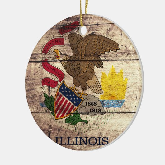 Old Wood Illinois Flag Keramisch Ornament (Links)