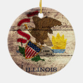 Old Wood Illinois Flag Keramisch Ornament (Achterkant)