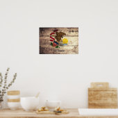 Old Wood Illinois Flag Poster (Keuken)