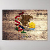 Old Wood Illinois Flag Poster (Voorkant)